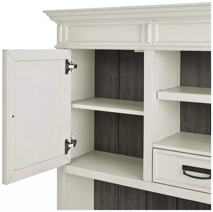Hartford Antique White And Gray Credenza with Hutch