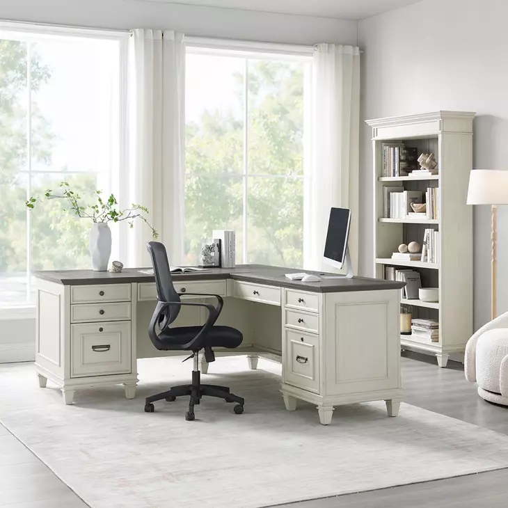 Hartford Antique White And Gray Open Bookcase