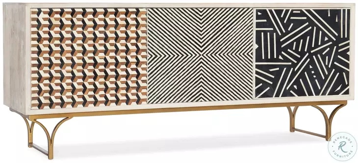 Mercantile White Washed Natural Wood Jaiden Three Door Credenza