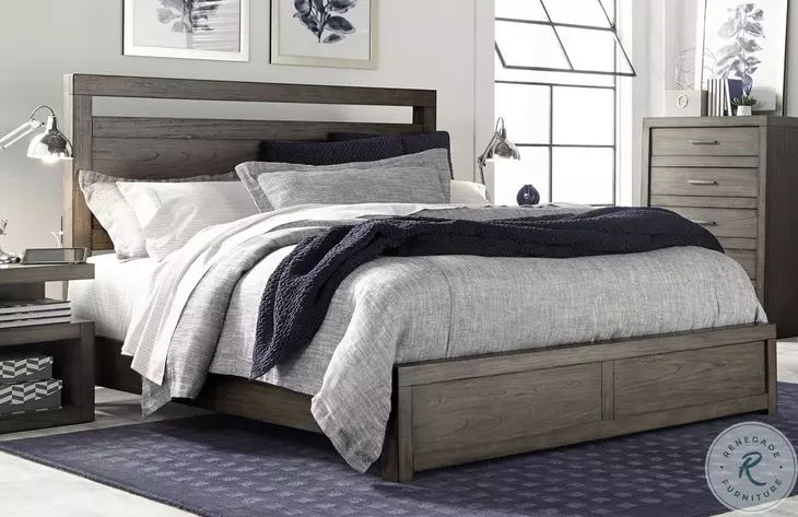 Modern Loft Greystone Queen Low Profile Panel Bed
