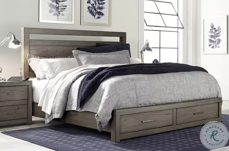 Modern Loft Greystone California King Storage Panel Bed