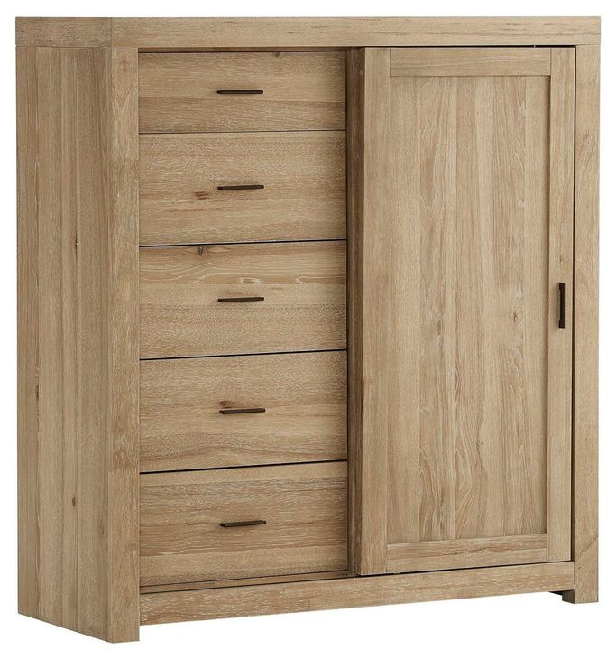 Modern Loft Khaki 6 Drawer Chest with 1 Sliding Door