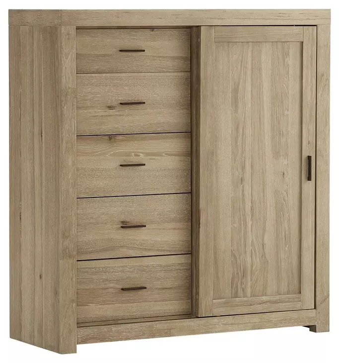 Modern Loft Khaki 6 Drawer Chest with 1 Sliding Door