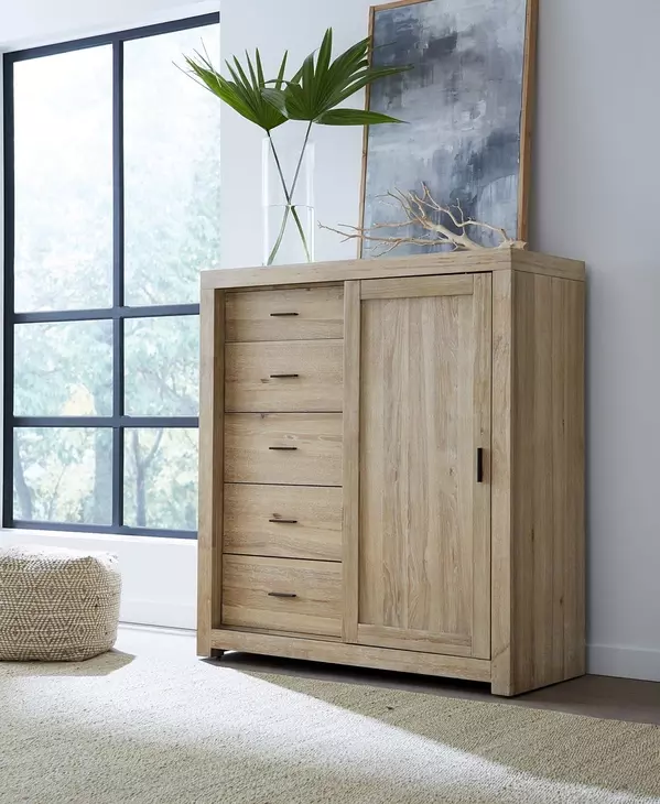 Modern Loft Khaki 6 Drawer Chest with 1 Sliding Door