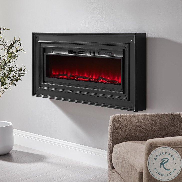 Owen Black 60" Wall Mounted Electric Fireplace Console