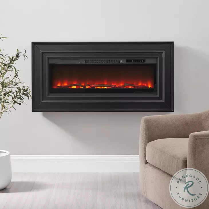 Owen Black 60" Wall Mounted Electric Fireplace Console