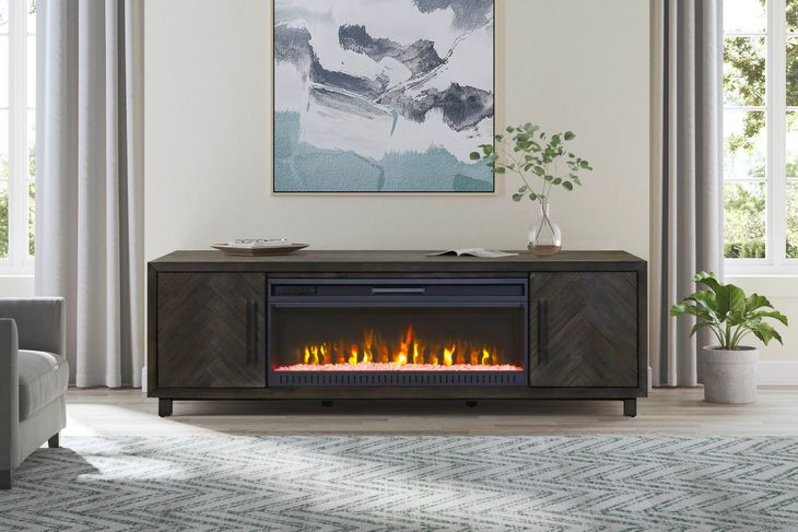 Palisades Charcoal 80" TV Stand with Fireplace and LED