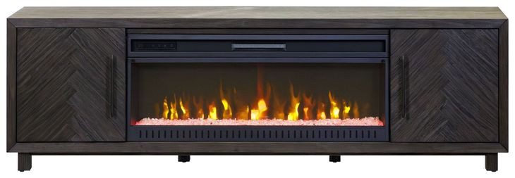 Palisades Charcoal 80" TV Stand with Fireplace and LED