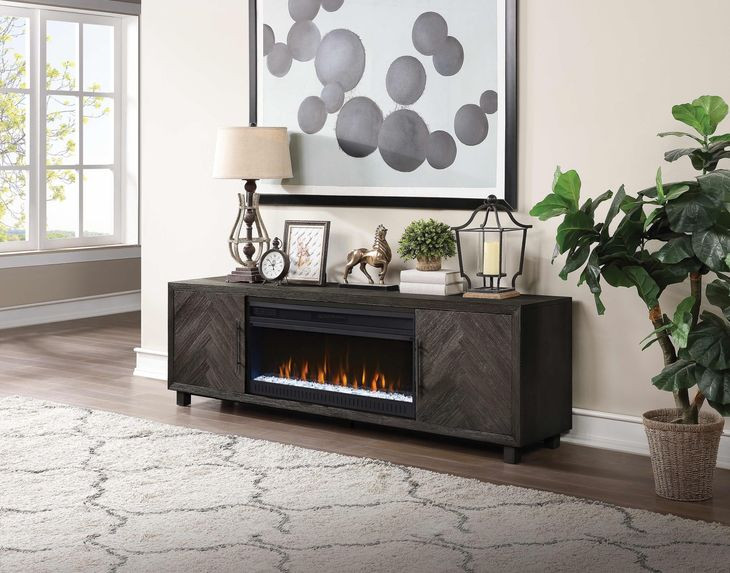Palisades Charcoal 80" TV Stand with Fireplace and LED