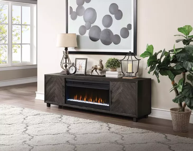 Palisades Charcoal 80" TV Stand with Fireplace and LED
