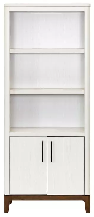 Pomona Soft White Open Bookcase with 2 Doors