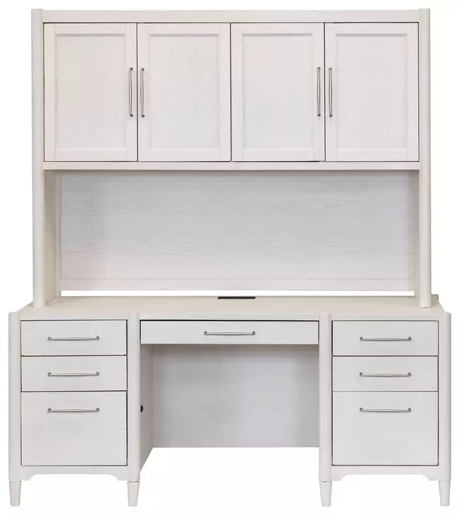 Towne White Credenza with Hutch