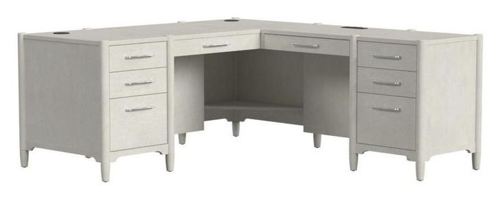 Towne White Double Pedestal L-Desk