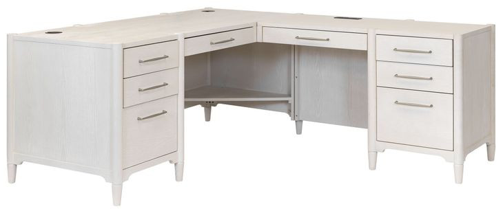 Towne White Double Pedestal L-Desk