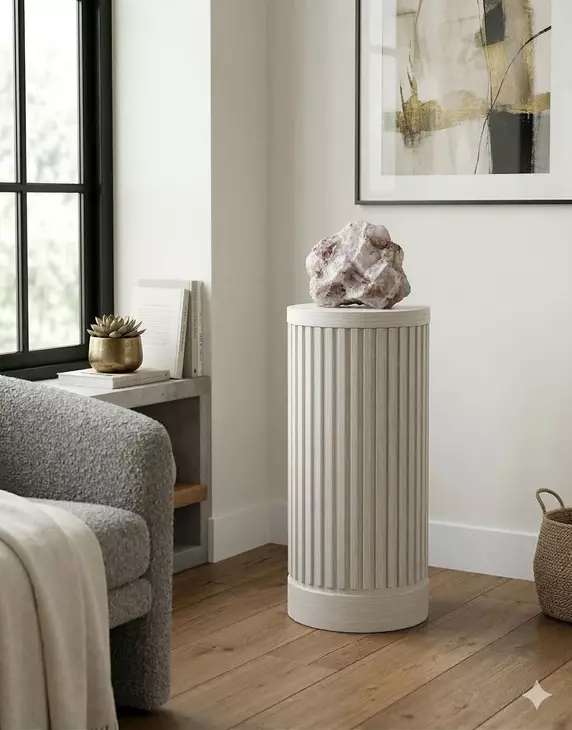 Tulane White 30" Round Side Table