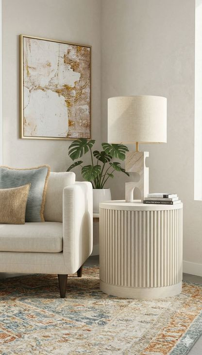 Tulane White Round End Table