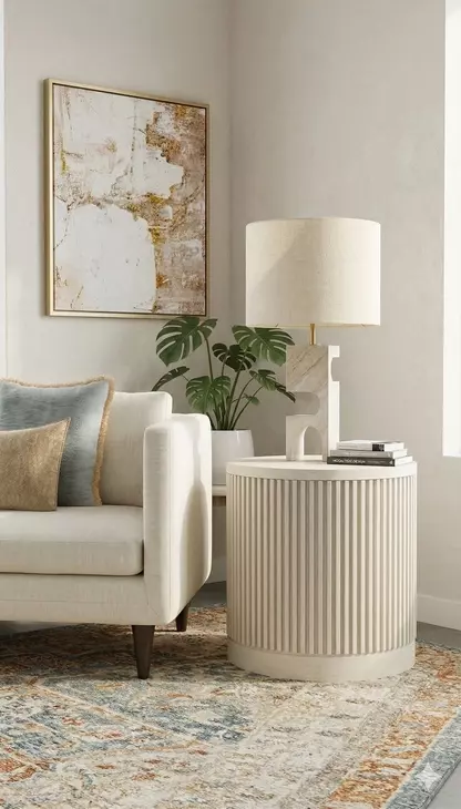 Tulane White Round End Table