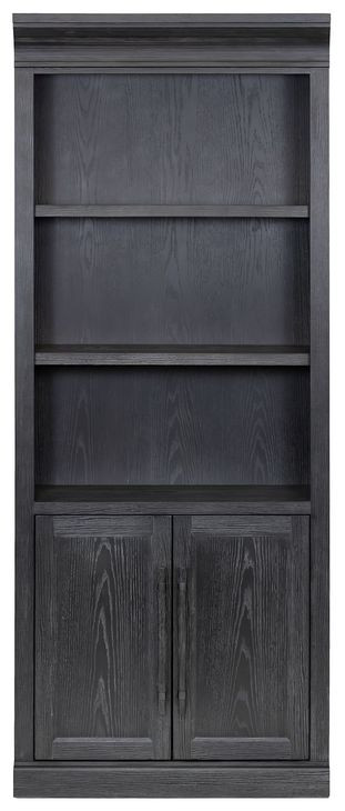 Willow Lane Ebony Black Open Bookcase with 2 Doors