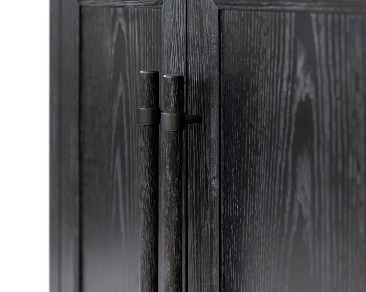 Willow Lane Ebony Black Open Bookcase with 2 Doors