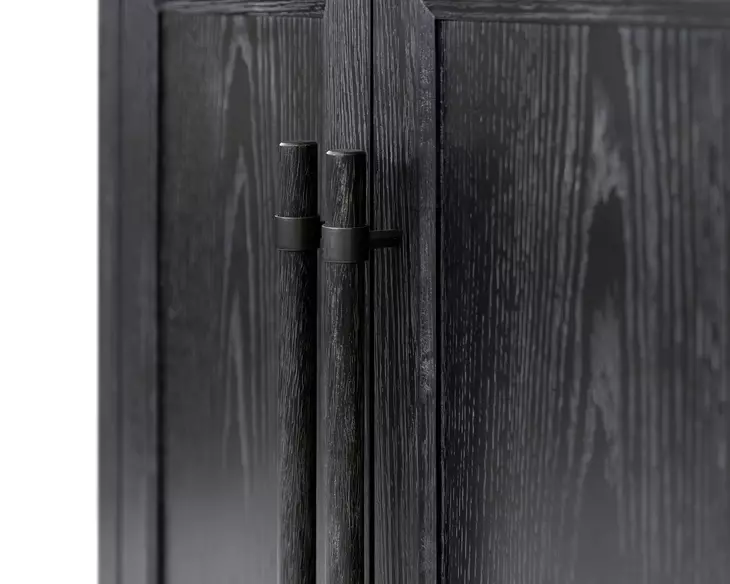 Willow Lane Ebony Black Open Bookcase with 2 Doors