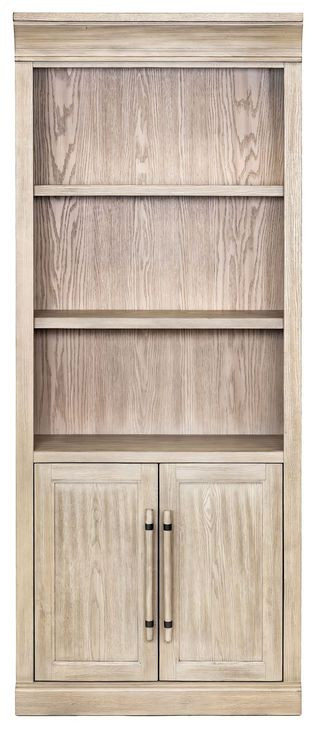Willow Lane Natural Oak Open Bookcase with 2 Doors