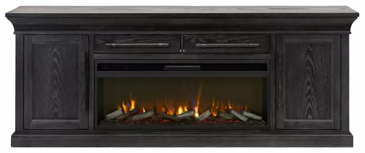 Willow Lane Ebony Black 84" TV Stand with Fireplace and LED
