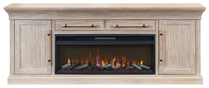 Willow Lane Natural Oak 80" TV Stand with Fireplace and LED