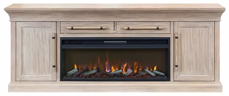 Willow Lane Natural Oak 84" TV Stand with Fireplace and LED