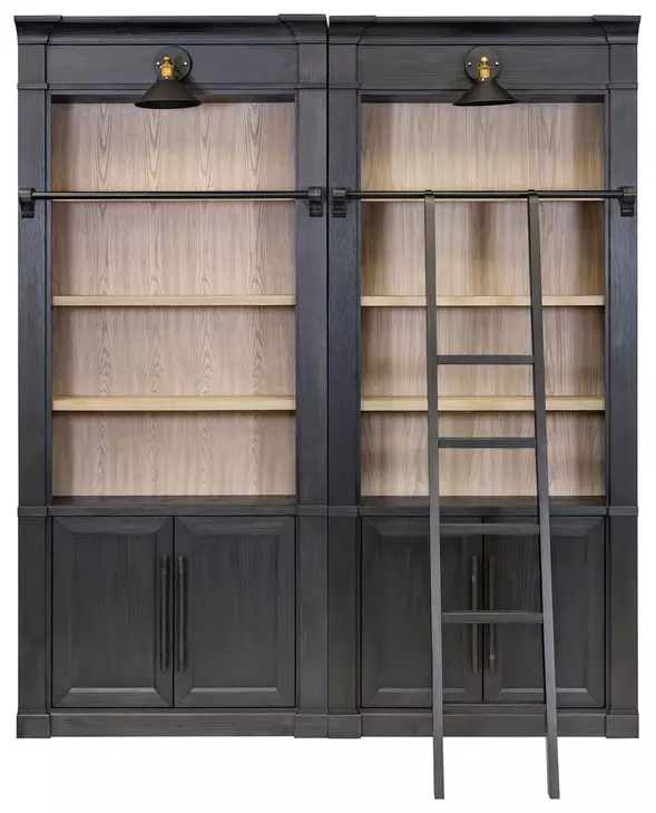 Willow Lane Black 2 Piece Tall Bookcase with Ladder