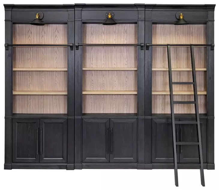 Willow Lane Black 3 Piece Tall Bookcase with Ladder