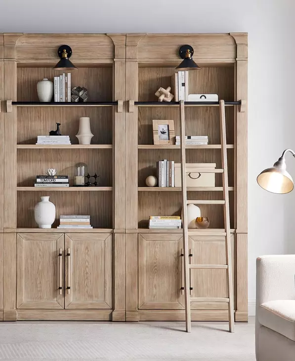 Willow Lane Brown 2 Piece Tall Bookcase with Ladder