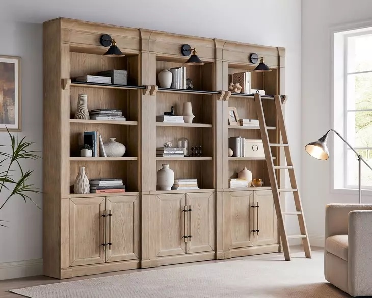 Willow Lane Brown 3 Piece Tall Bookcase with Ladder