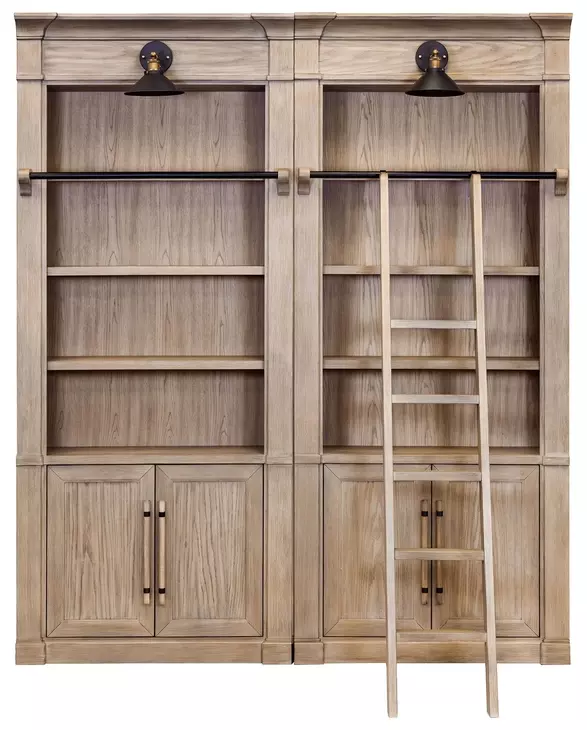 Willow Lane Brown 2 Piece Tall Bookcase with Ladder