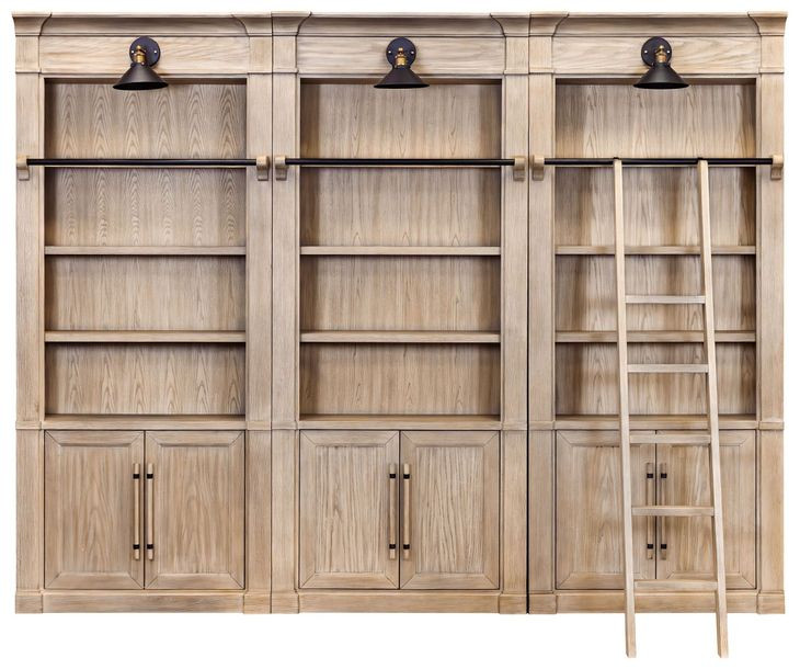 Willow Lane Brown 3 Piece Tall Bookcase with Ladder