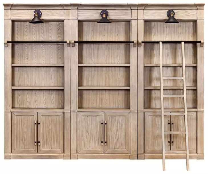 Willow Lane Brown 3 Piece Tall Bookcase with Ladder