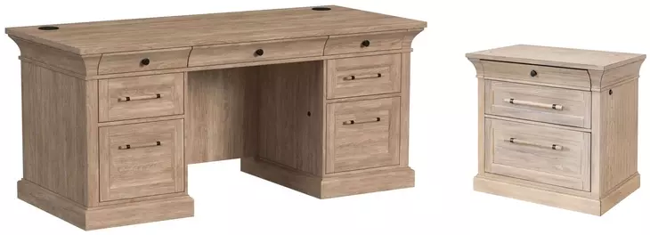 Willow Lane Natural Oak Executive Home Office Set