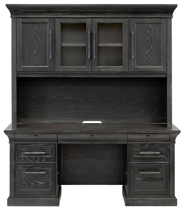 Willow Lane Ebony Black 68" Credenza with Hutch and USB Charging
