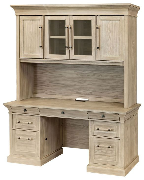 Willow Lane Natural Oak 68" Credenza with Hutch and USB Charging
