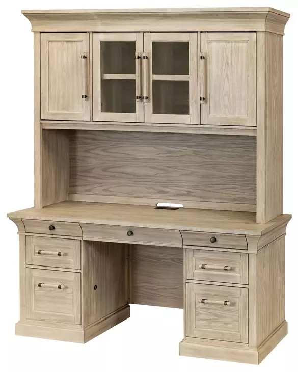 Willow Lane Natural Oak 68" Credenza with Hutch and USB Charging
