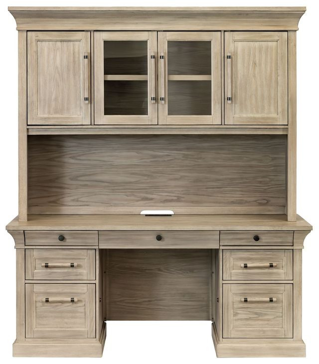 Willow Lane Natural Oak 68" Credenza with Hutch and USB Charging
