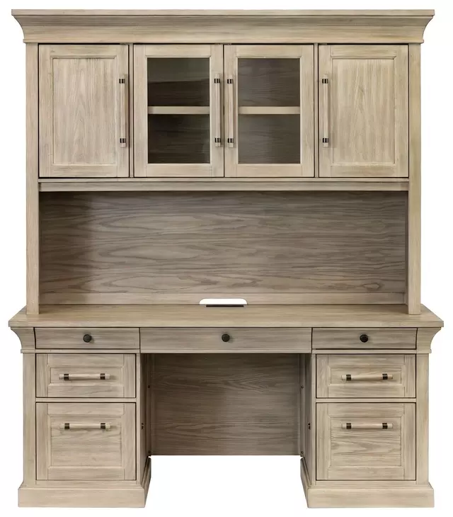 Willow Lane Natural Oak 68" Credenza with Hutch and USB Charging