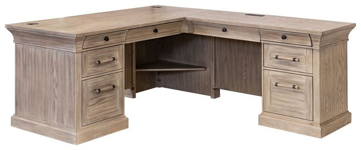 Willow Lane Natural Oak 118" Executive L Desk with USB Charging