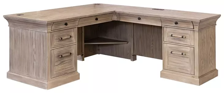 Willow Lane Natural Oak Executive Home Office Set with USB Charging