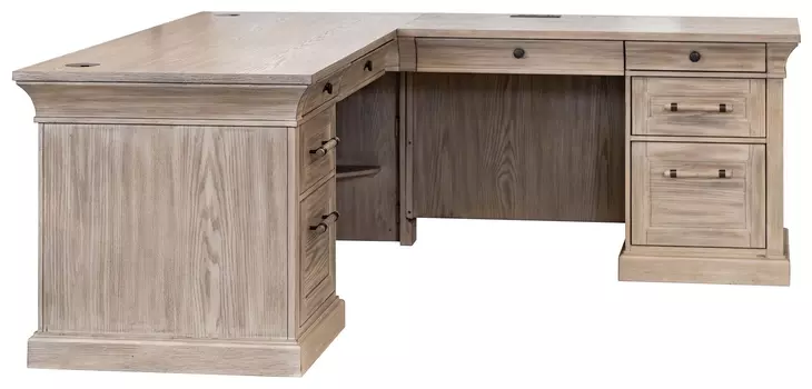 Willow Lane Natural Oak 118" Executive L Desk with USB Charging