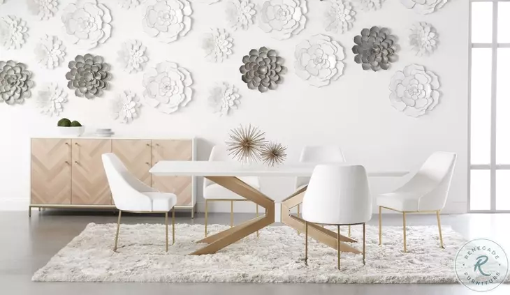 Industry Ivory And Brass Rectangle Dining Table