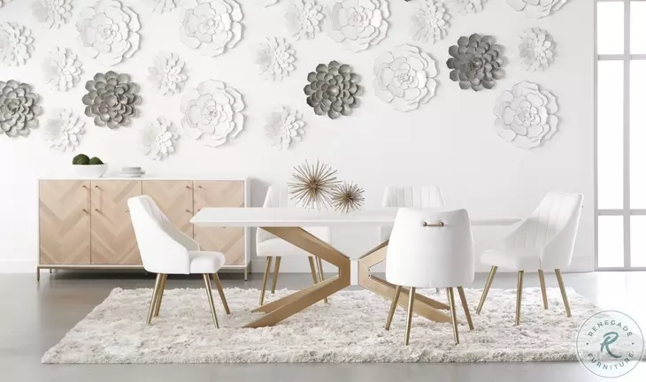 Industry Ivory And Brass Rectangle Dining Table