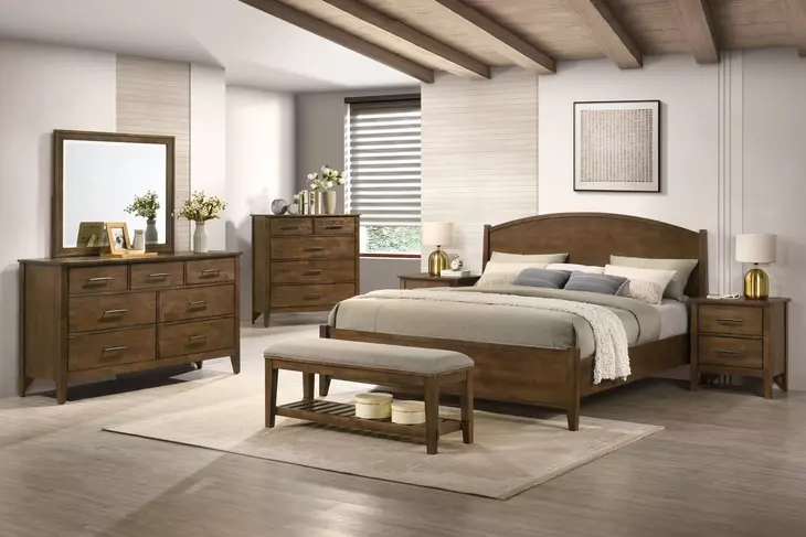 Andover Walnut King Arched Panel Bed