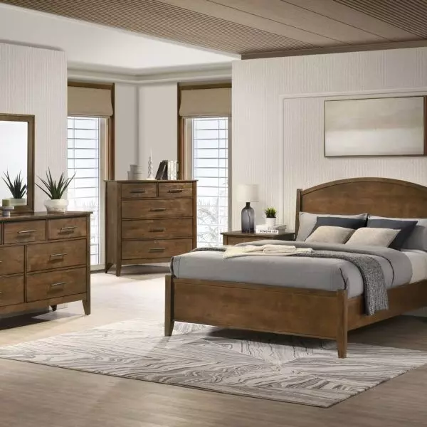 Andover Walnut Queen Arched Panel Bed
