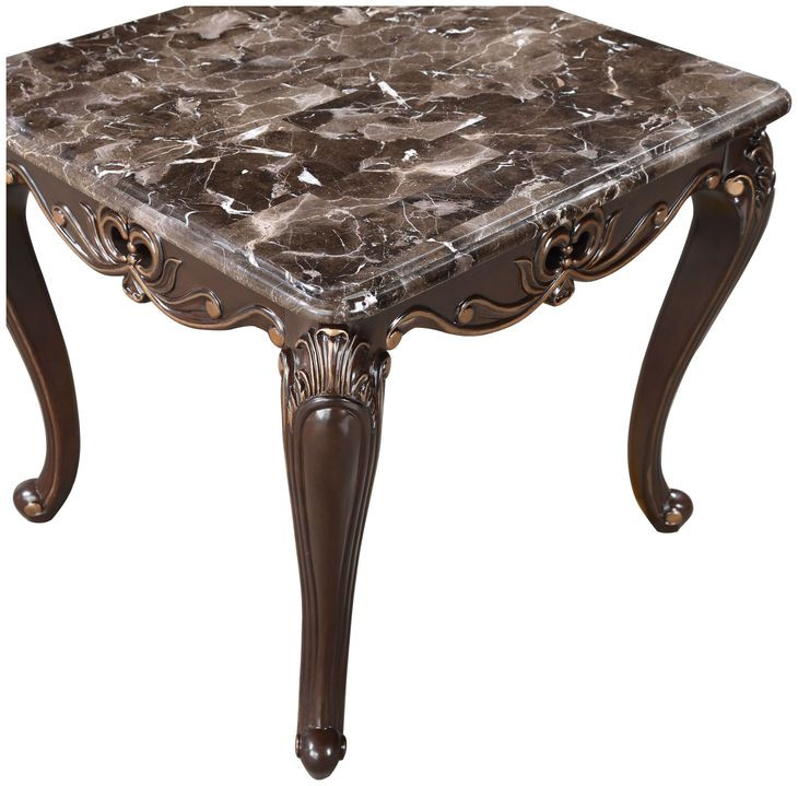 Constantine Cherry Rectangular Marble Top End Table