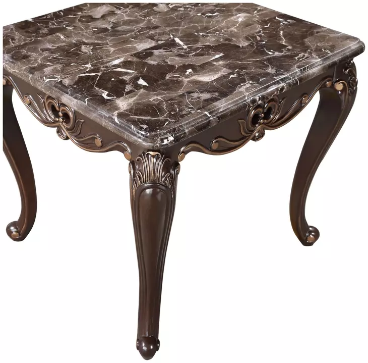 Constantine Cherry Rectangular Marble Top End Table